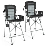 Extra Tall Bar Height Foldable Director Chairs for Adults with High Back and Hard Arms, Support 330lbs From Redcamp