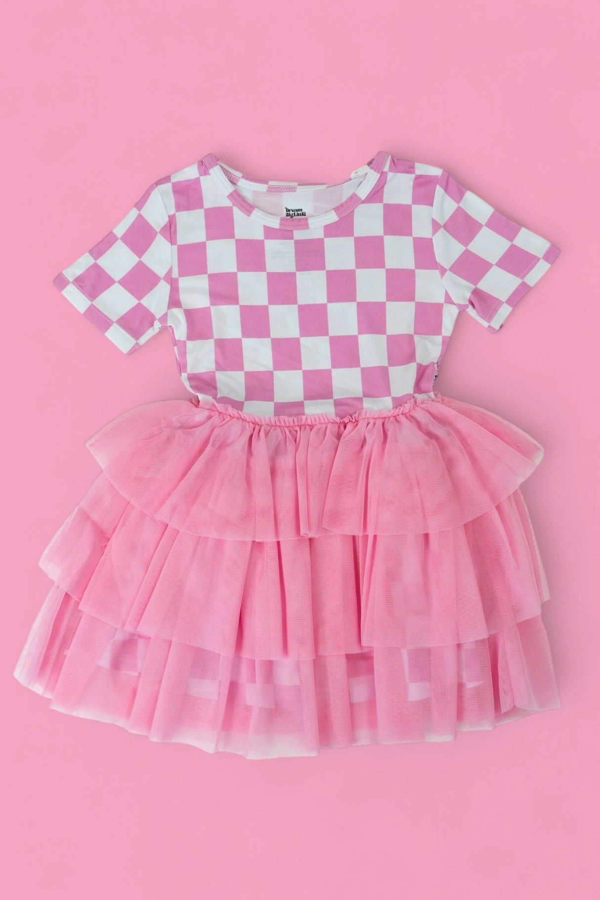 BUBBLEGUM CHECKERS DREAM TUTU DRESS from DREAM BIG LITTLE CO