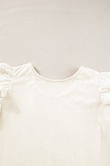 Beige Ruffled Flounce Sleeve Corduroy Blouse from MsDressly