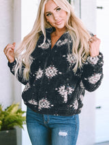 Black and White Aztec Sherpa Jacket from MsDressly