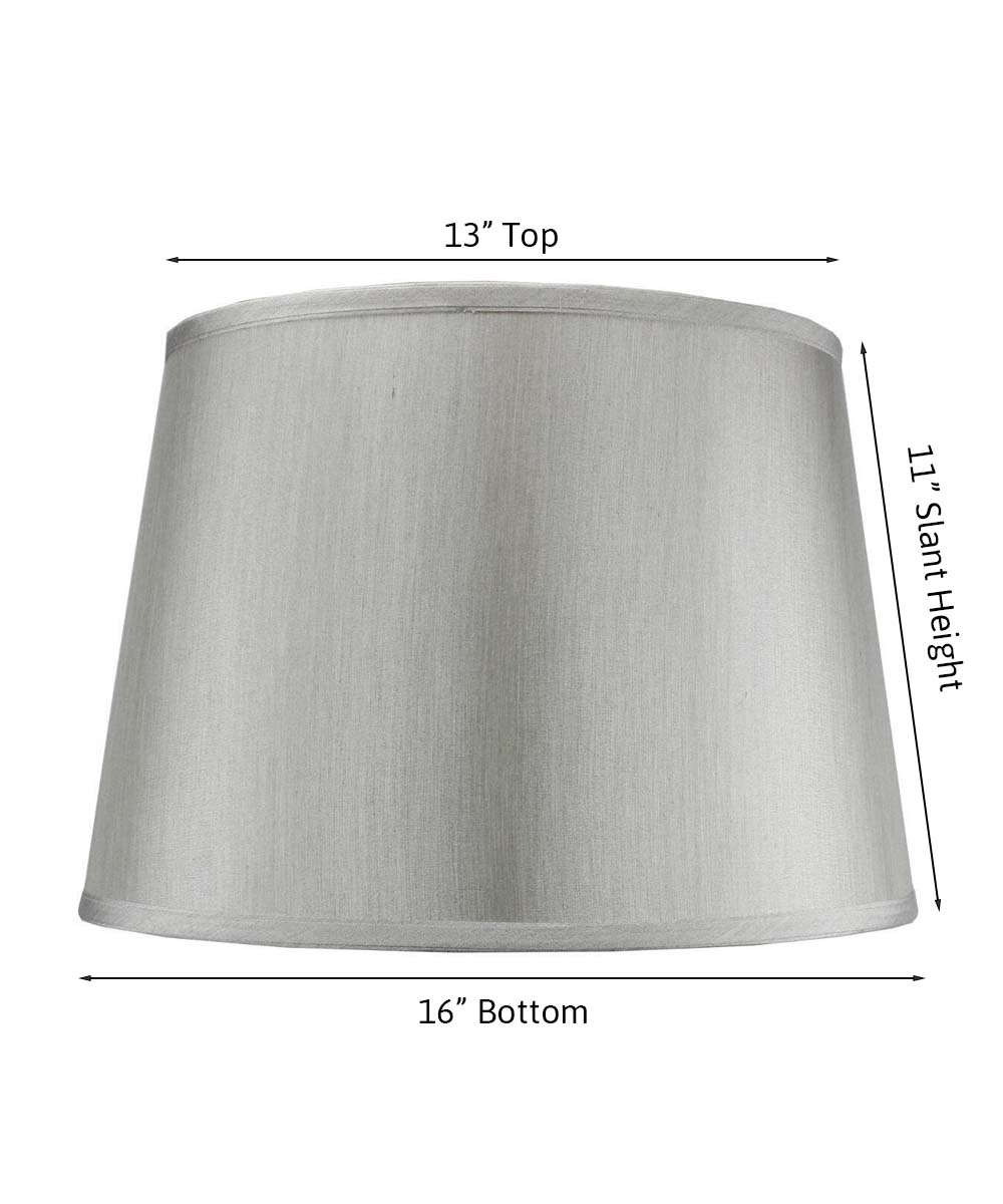 Silver 16"W x 11"H Grey Hard Back Lamp Shade From LampsUSA