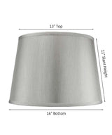 Silver 16"W x 11"H Grey Hard Back Lamp Shade From LampsUSA