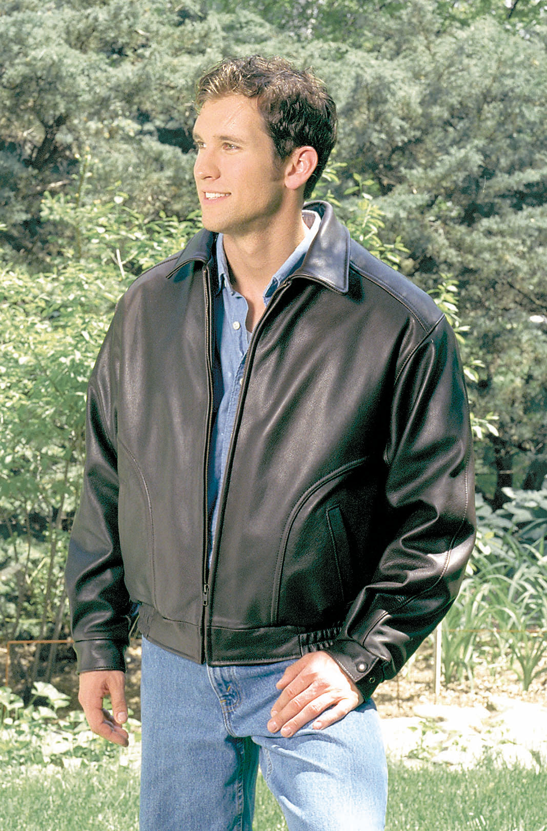 REED Men's All American Bomber Leather Jacket Union Made in USA from Reed Leather