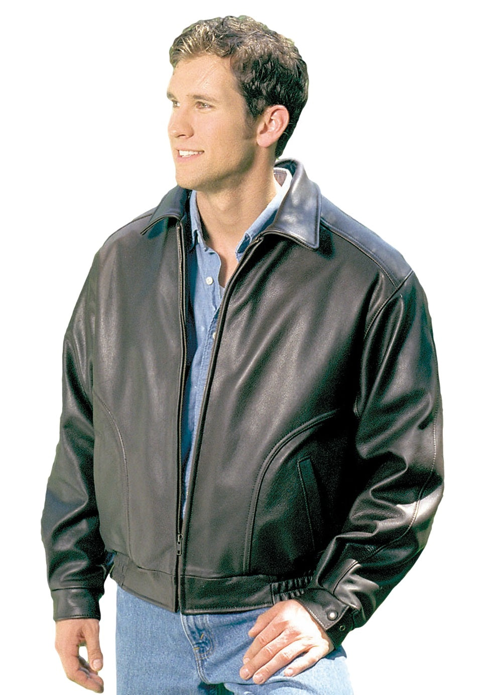 REED Men's All American Bomber Leather Jacket Union Made in USA from Reed Leather