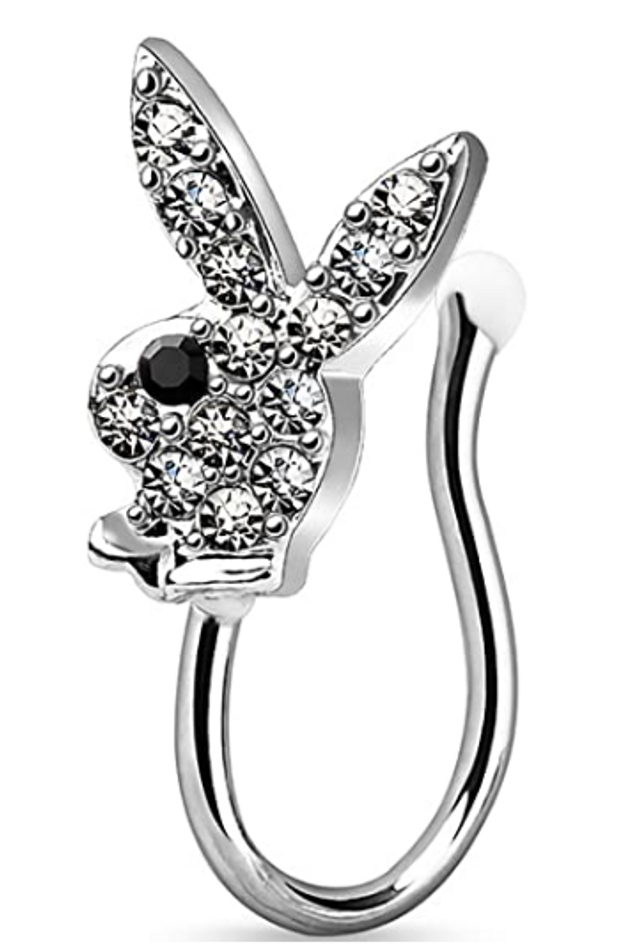 Silver Bunny Clip-on Nose Ring from Popagloss
