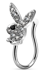 Silver Bunny Clip-on Nose Ring from Popagloss