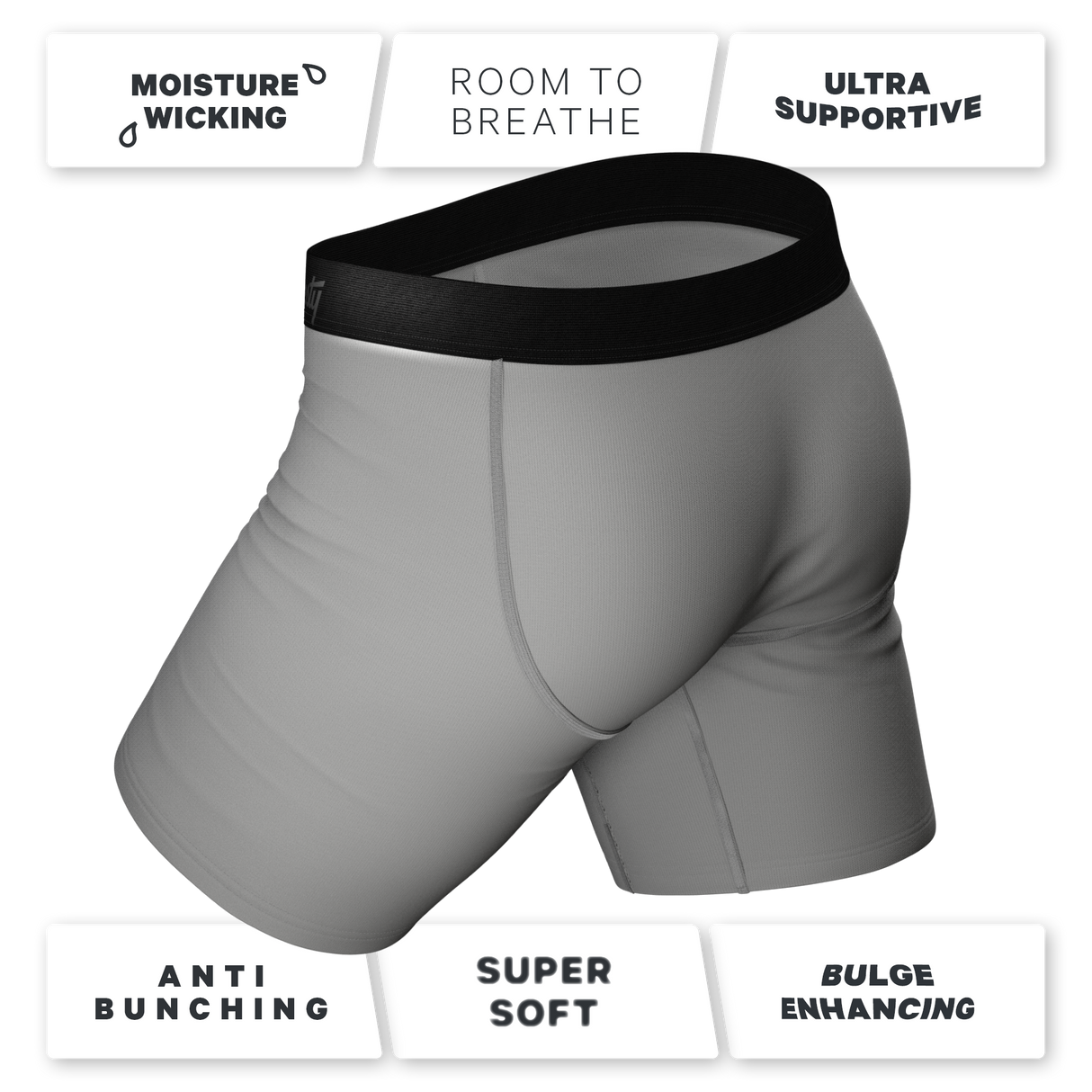 The 50 Shades | Grey Long Leg Ball Hammock® Pouch Underwear With Fly From Shinesty