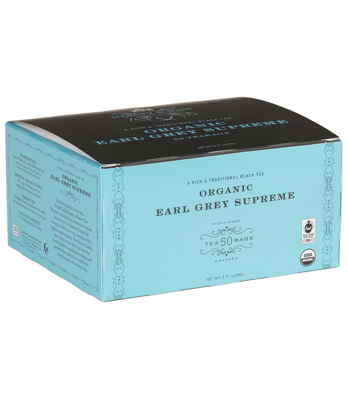 Organic Earl Grey Supreme, Box of 50 Wrapped Teabags from Harney & Sons Fine Teas