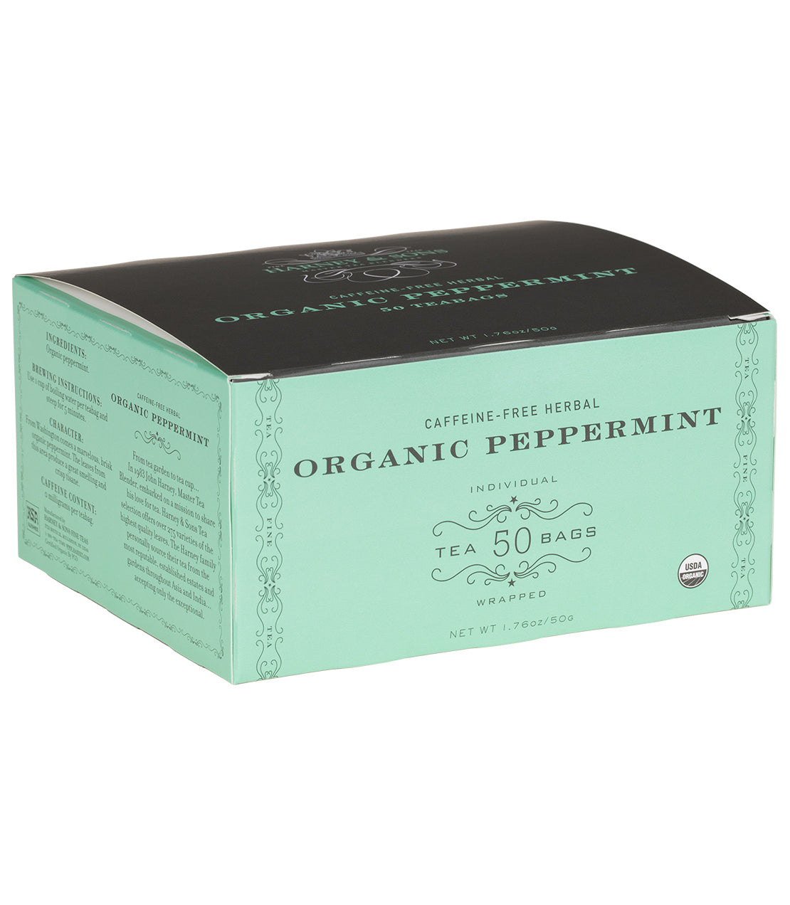Organic Peppermint Herbal, Box of 50 Wrapped Teabags from Harney & Sons Fine Teas