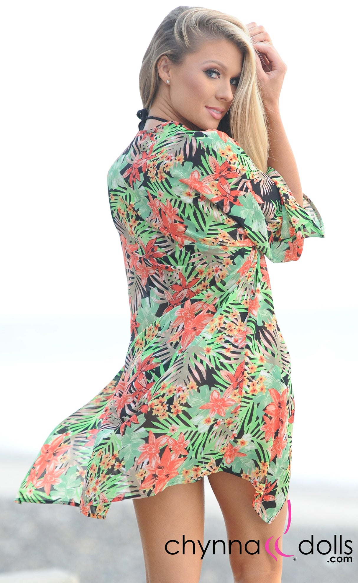 Lanikai: Tropical Floral Print Cover Up Top From Chynna Dolls