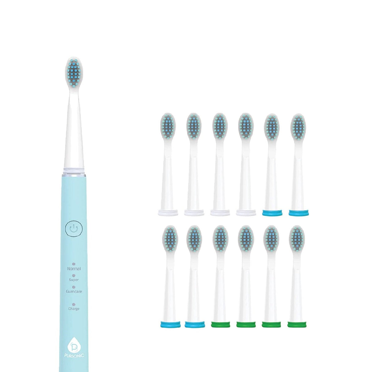 USB Rechargeable Electric toothbrush with 12 Brush Heads from Pursonic