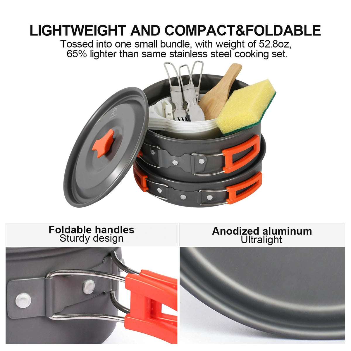 PCS 11/12/22 Camping Cookware Mess Kit From Redcamp