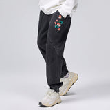 Flowers of Peace Embroidery Joggers  From Niepce Inc