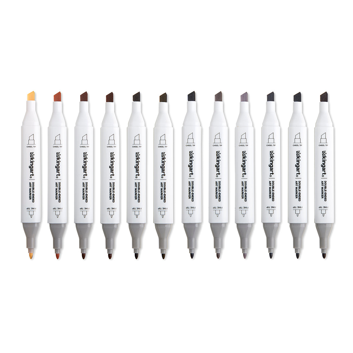 Double-Ended Alcohol Markers 12 Neutral Colors from KINGART