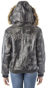 REED Women's Detroit Streets Leather Bomber Coat with Zip Out Hoody - Imported From Reed Leather