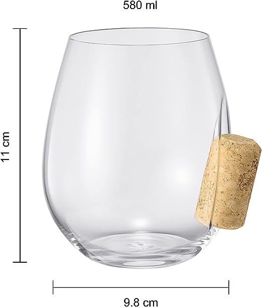 Corked Stemless Wine Glasses | Single | Stuck In The Glass Wine Cork Cocktail Glassware, Enthusiast Gift, Artisanal Crystal Glassware - Gift Idea for Him, Her, Wine Lover, Housewarming (19.6 OZ) from The Wine Savant