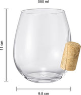 Corked Stemless Wine Glasses | Single | Stuck In The Glass Wine Cork Cocktail Glassware, Enthusiast Gift, Artisanal Crystal Glassware - Gift Idea for Him, Her, Wine Lover, Housewarming (19.6 OZ) from The Wine Savant
