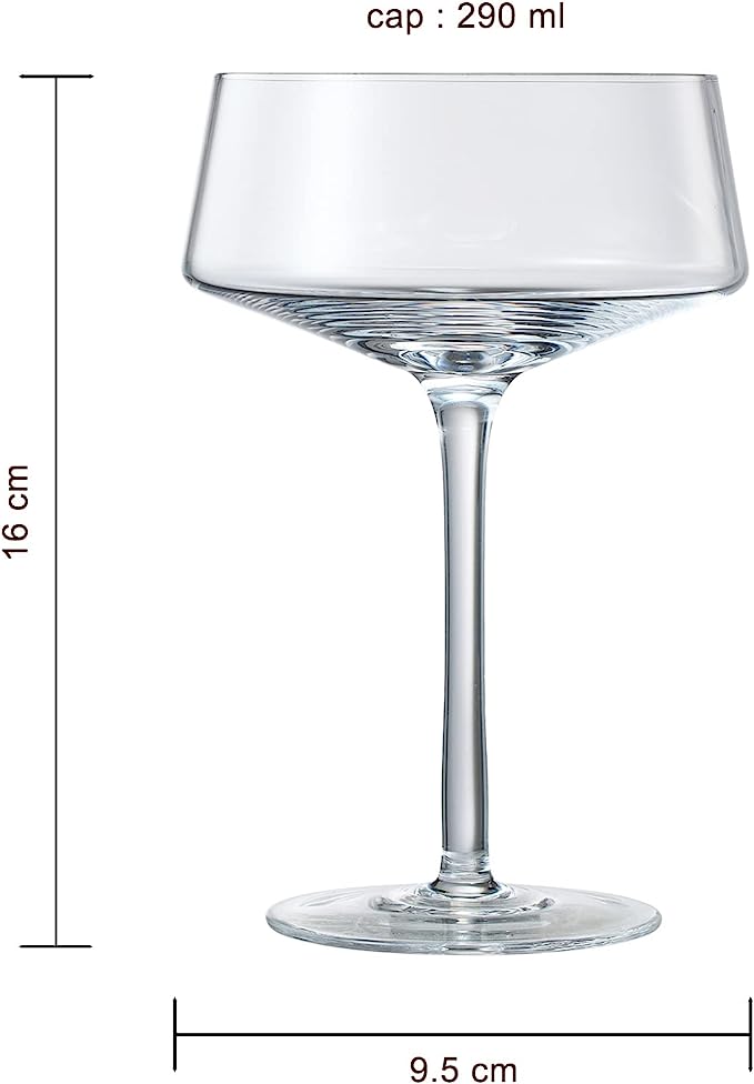Luxury Martini Glass Set of 4 | 10oz | Crystal Luxury Martini with Silver Spoon, Premium Hand-Blown | Classic Cocktail & Champagne Clear Coupes For Manhattan, Cosmopolitan, Sidecar, Speakeasy Goblets from The Wine Savant