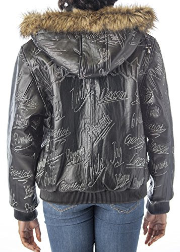 REED Women's Detroit Streets Leather Bomber Coat with Zip Out Hoody - Imported From Reed Leather