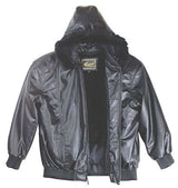 REED Men's Detachable Hooded Faux Fur Leather Bomber Jacket with Baseball Style Collar - Imported from Reed Leather