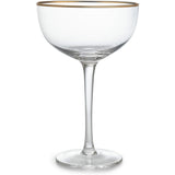 Vintage Crystal Champagne Coupe Gold Rim Glasses | Set of 4 | 7 oz, Gilded Rim Classic Cocktail Glassware - Martini, Manhattan, Cosmopolitan, Sidecar, Daiquiri | 1920s Style Saucer Goblets | Gift Box from The Wine Savant