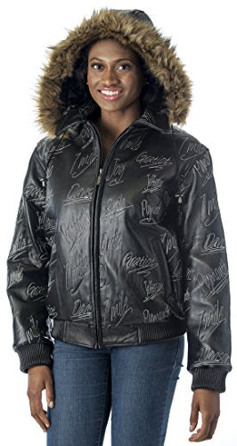 REED Women's Detroit Streets Leather Bomber Coat with Zip Out Hoody - Imported From Reed Leather
