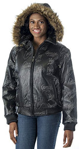 REED Women's Detroit Streets Leather Bomber Coat with Zip Out Hoody - Imported From Reed Leather