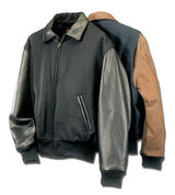 Big and Tall Men's Executive Leather Varsity Jacket Union Made in USA From Reed Leather