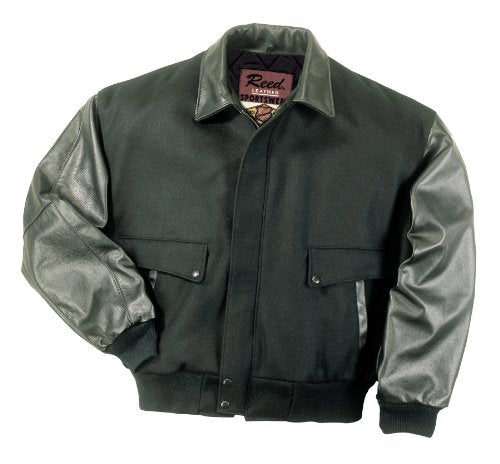 Leather Varsity Bomber Wool Leather Jacket Made in USA From Reed Leather