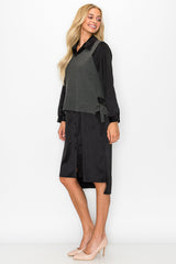 Whema Woven Shirt Dress with Detachable Sweater Knitted Vest from Joh Apparel