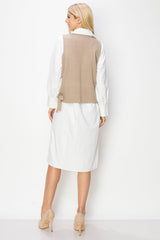 Whema Woven Shirt Dress with Detachable Sweater Knitted Vest from Joh Apparel