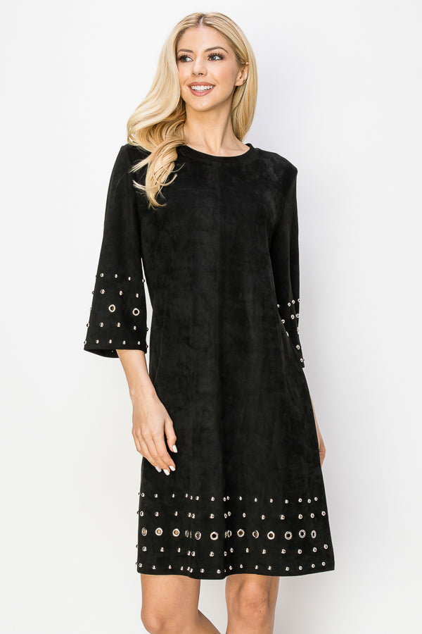Aileene Stretch Suede Dress with Grommets from Joh Apparel