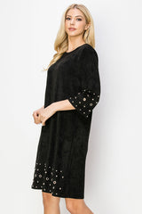 Aileene Stretch Suede Dress with Grommets from Joh Apparel