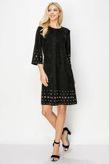 Aileene Stretch Suede Dress with Grommets from Joh Apparel