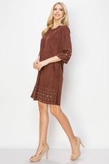 Aileene Stretch Suede Dress with Grommets from Joh Apparel