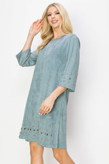 Aileene Stretch Suede Dress with Grommets from Joh Apparel