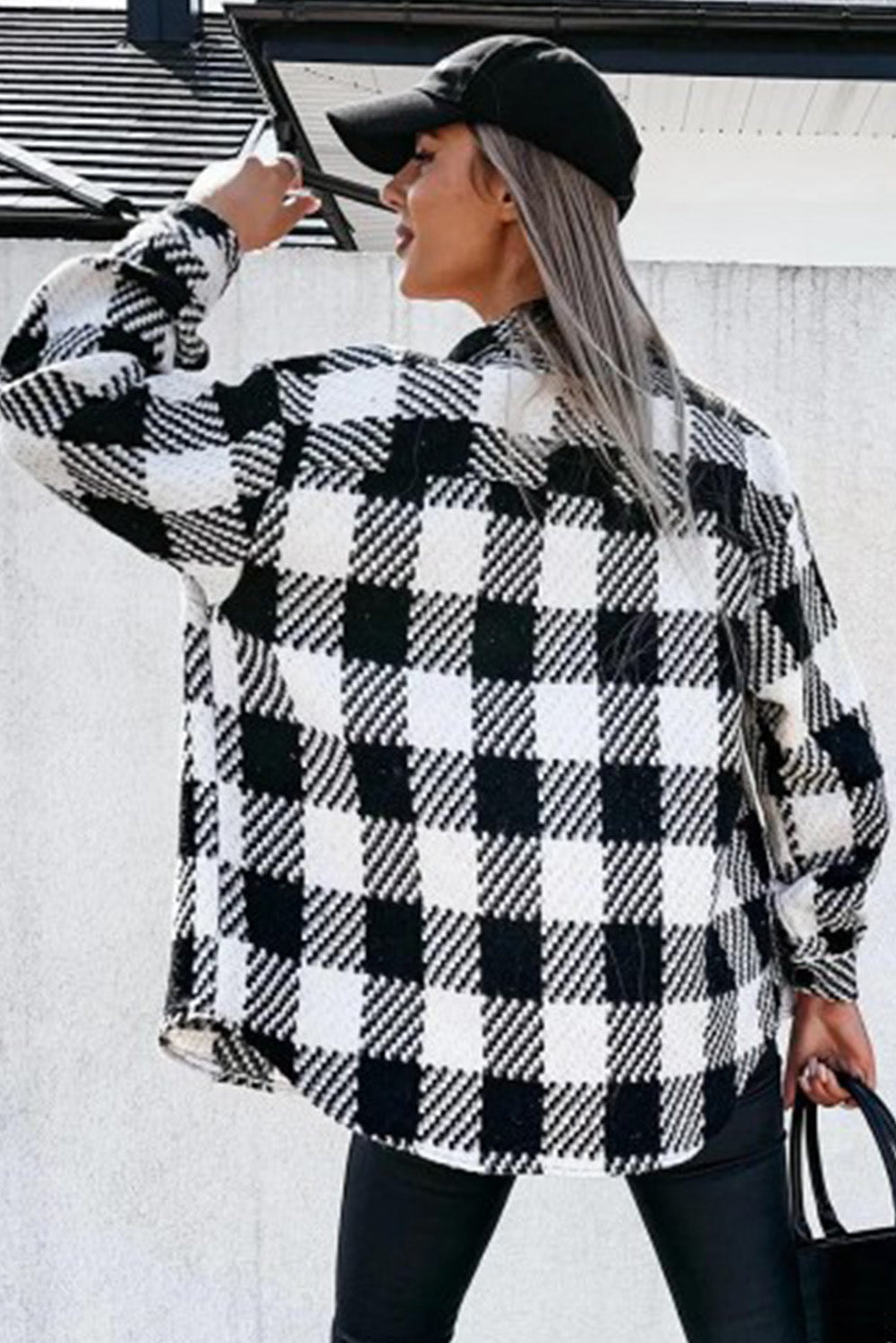 Black and White Plaid Jacket from MsDressly