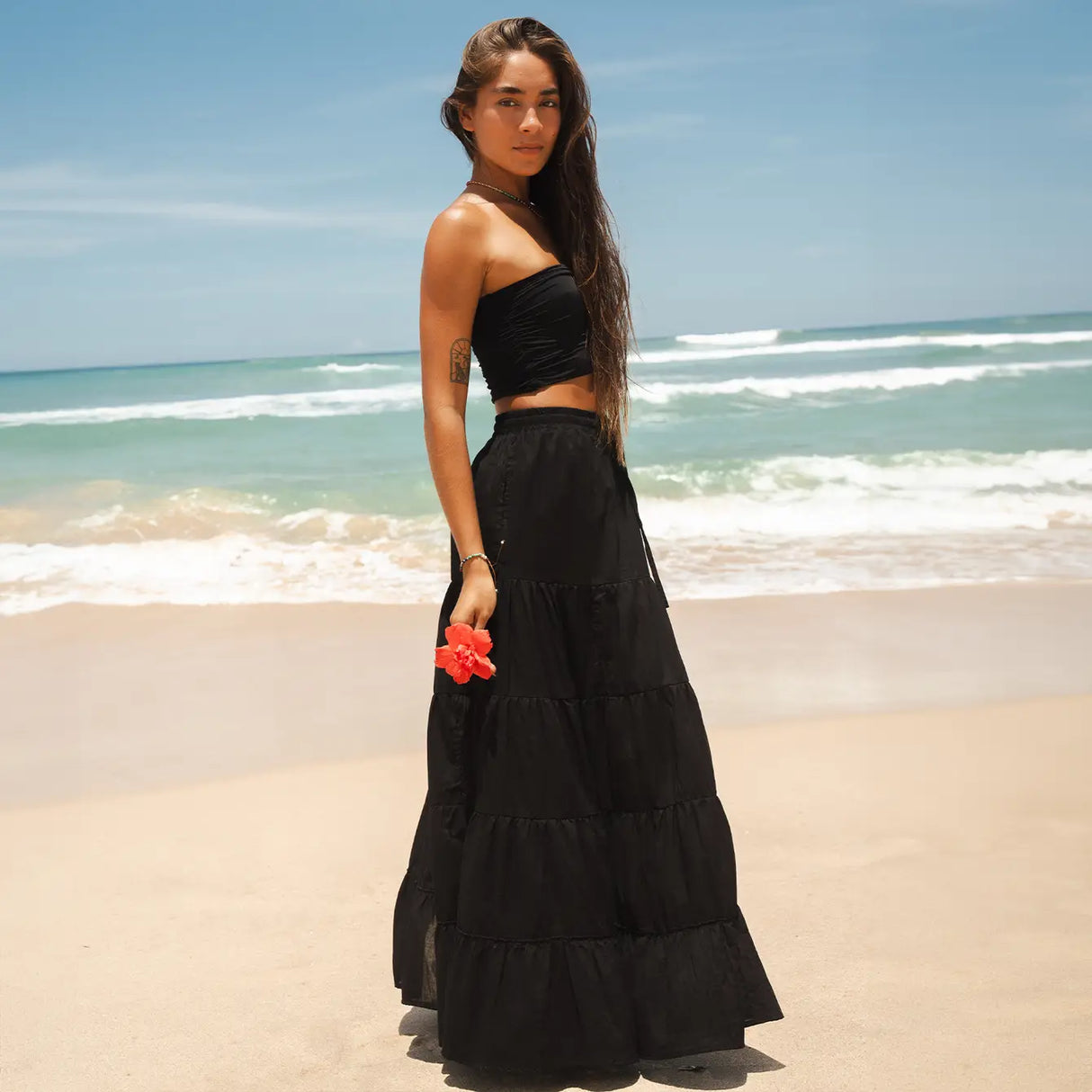 Black Shipwrecked Maxi Skirt From LotusAndLuna