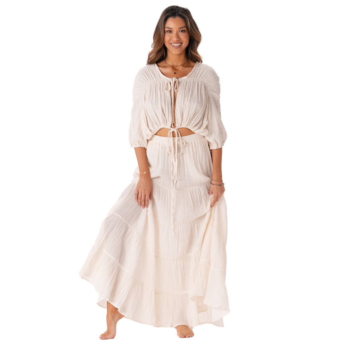 Cream Shipwrecked Maxi Skirt From LotusAndLuna