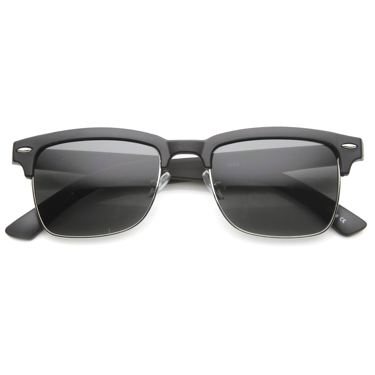 Indie Dapper Square Half Frame Horned Rim Sunglasses 9809 from zeroUV