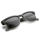 Indie Dapper Square Half Frame Horned Rim Sunglasses 9809 from zeroUV