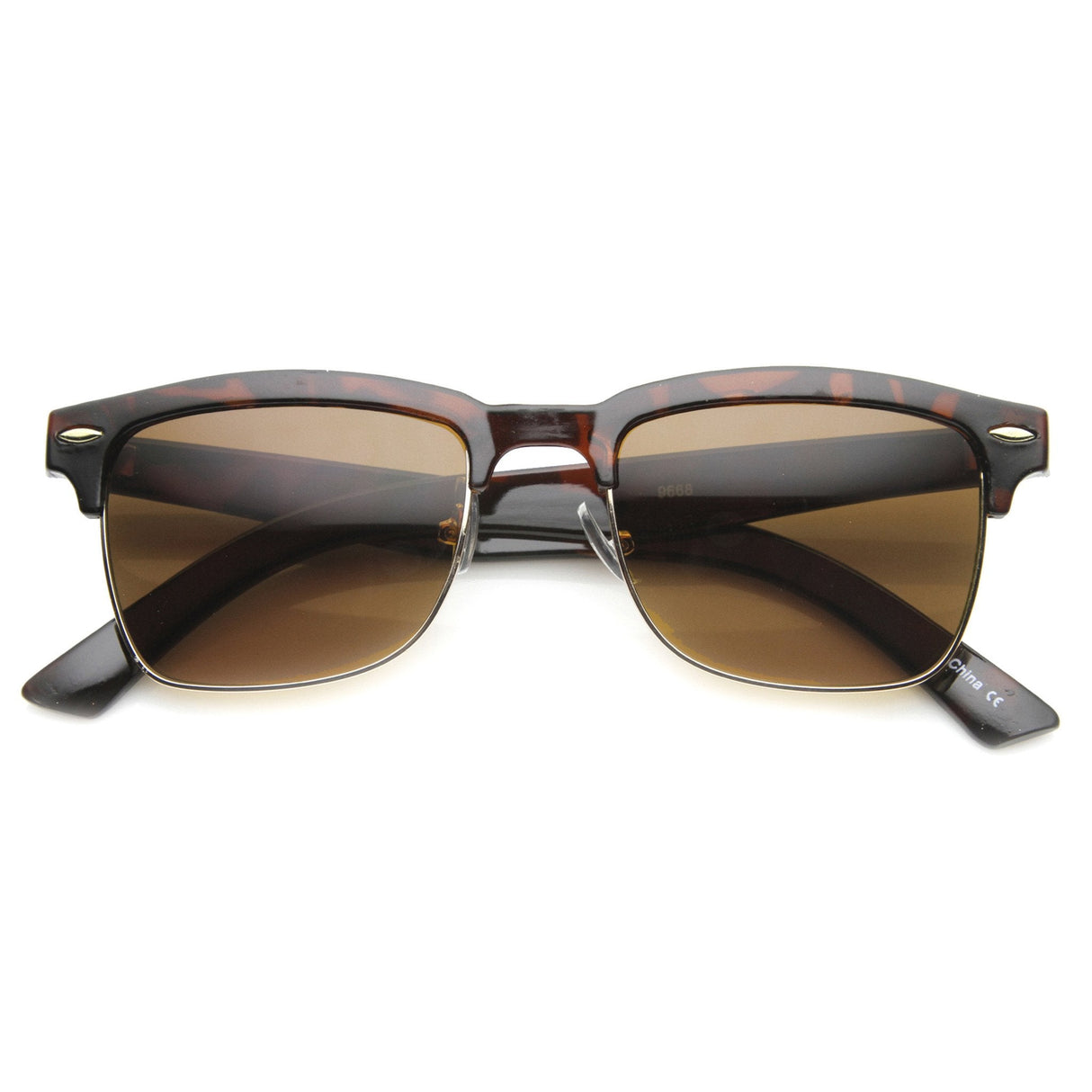 Indie Dapper Square Half Frame Horned Rim Sunglasses 9809 from zeroUV