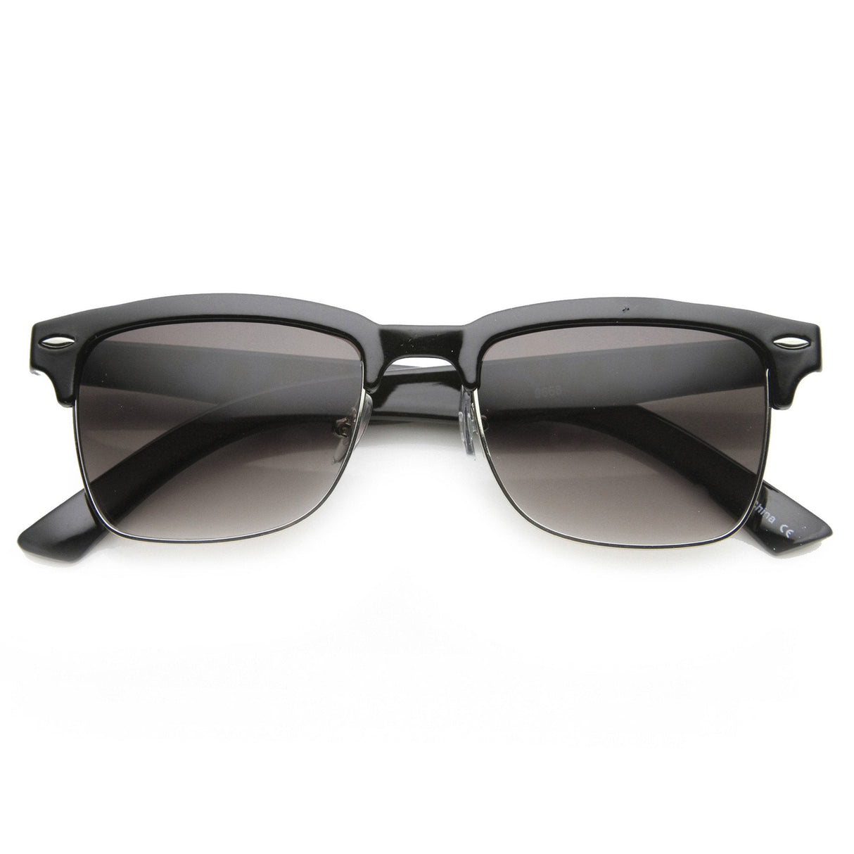 Indie Dapper Square Half Frame Horned Rim Sunglasses 9809 from zeroUV