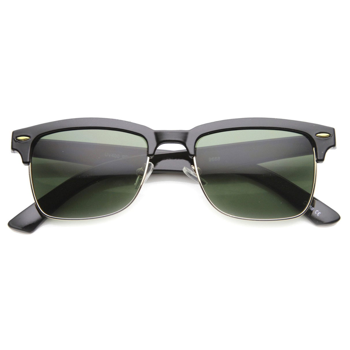 Indie Dapper Square Half Frame Horned Rim Sunglasses 9809 from zeroUV