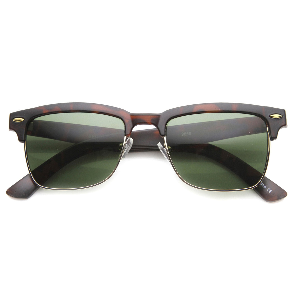 Indie Dapper Square Half Frame Horned Rim Sunglasses 9809 from zeroUV