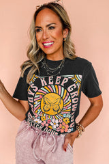 Black Always Keep Growing Butterfly Flower Crewneck T-Shirts from MsDressly