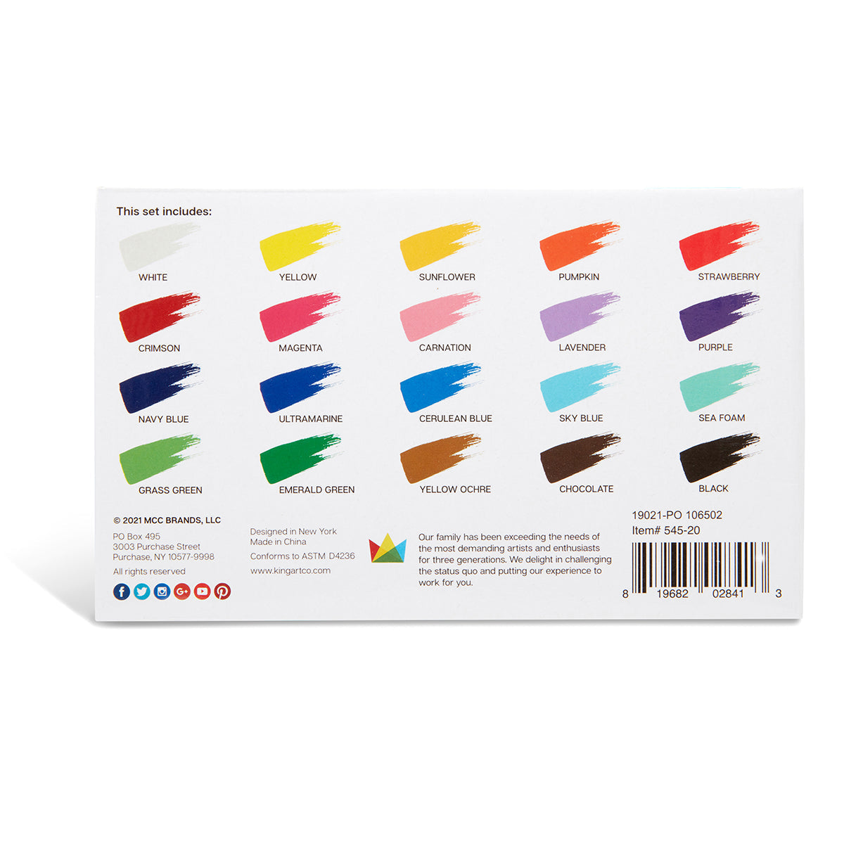 Outdoor Acrylic Paint, 20 Colors from KINGART