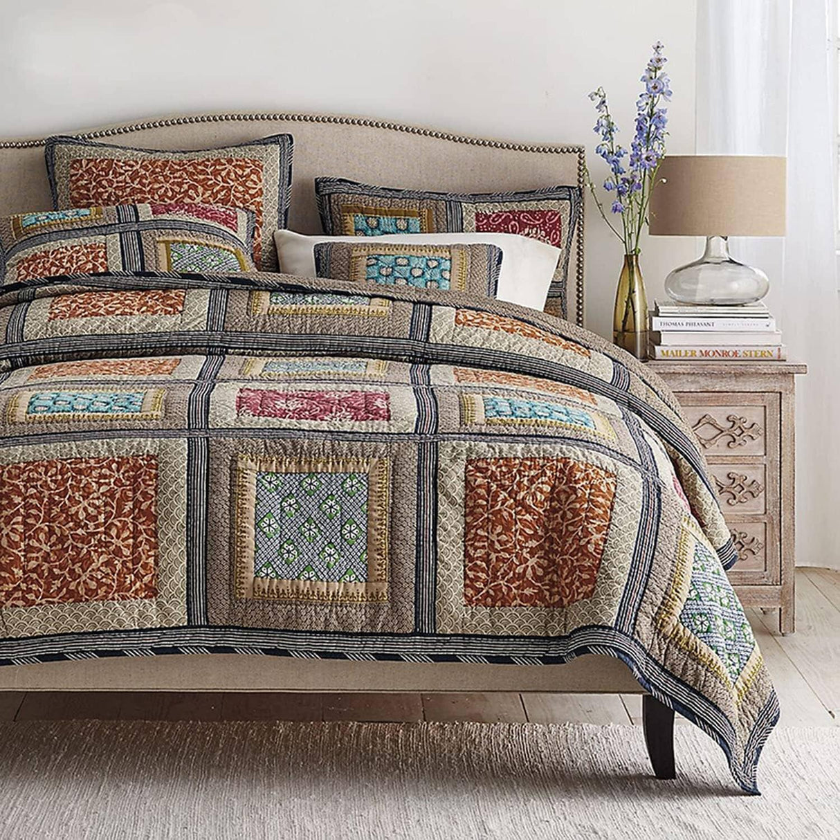 Dada Bedding Gallery of Roses Floral Bohemian Cotton Patchwork Bedspread Set (JHW-546) from DaDalogy Bedding Collection