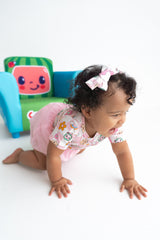 Dream Big Little Co x CoComelon JJ RAINBOW CHECKERS DREAM TUTU SHORT SLEEVE BODYSUIT DRESS from DREAM BIG LITTLE CO