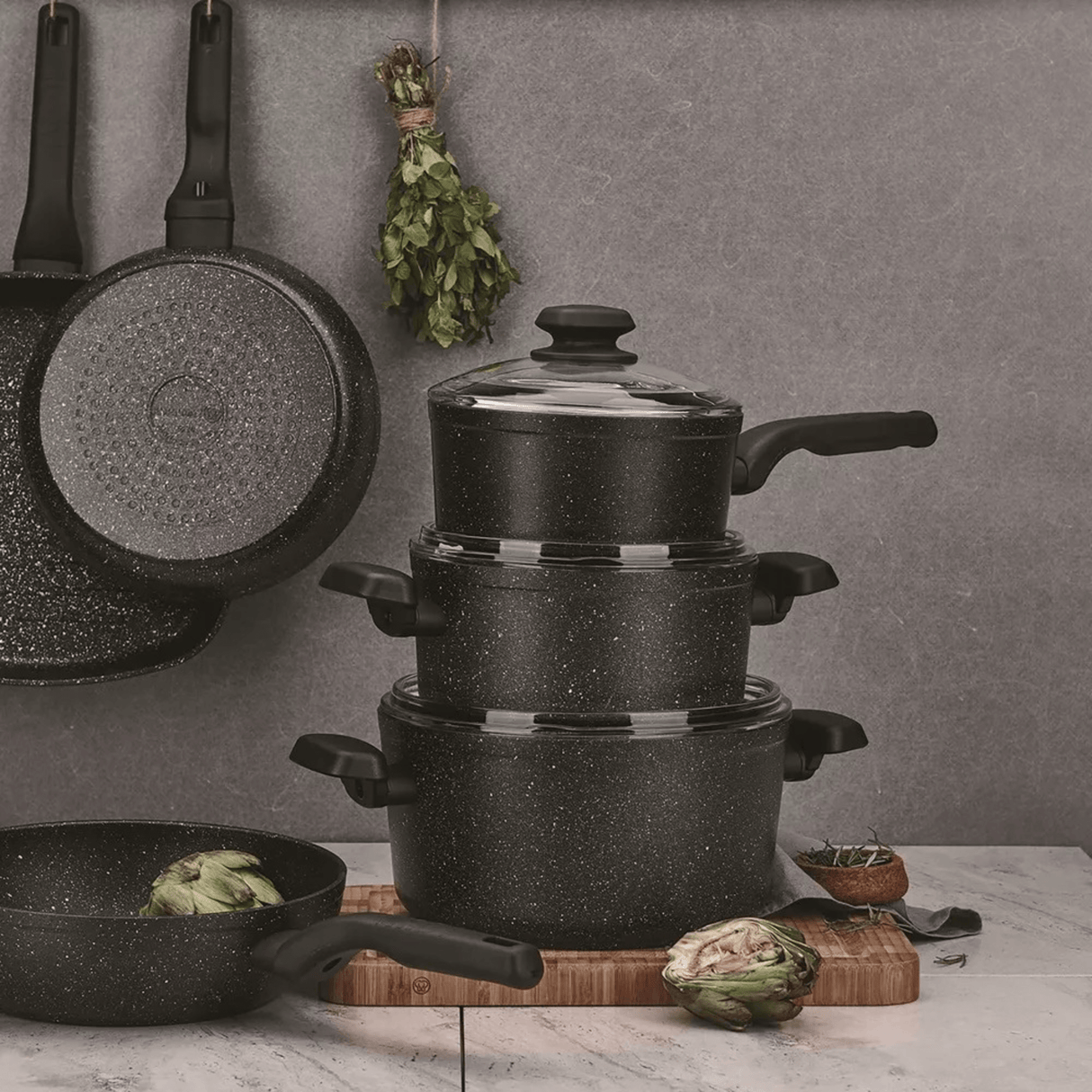Korkmaz Ornella 2 Piece 2L Aluminum Non Stick Saucepan with Lid from Jupiter Gear Home